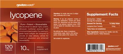 Photo of the NewtonEverett Lycopene 10 mg label