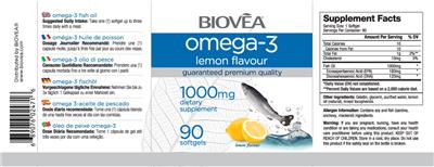 Photo of the BIOVEA Omega-3 1000 mg Lemon Flavour label