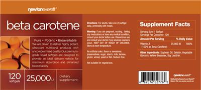 Photo of the NewtonEverett Beta Carotene label