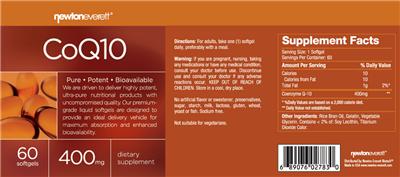 Photo of the NewtonEverett CoQ10 400 mg label