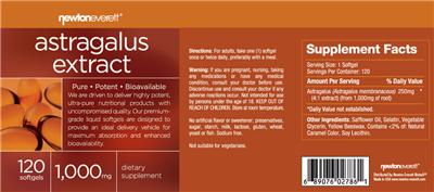 Photo of the NewtonEverett Astragalus Extract 1,000 mg label
