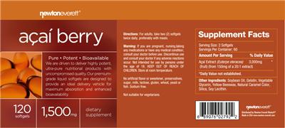 Photo of the NewtonEverett Acai Berry 1500 mg label