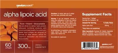 Photo of the NewtonEverett Alpha Lipoic Acid label