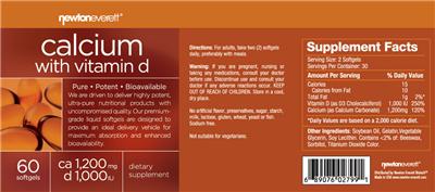 Photo of the NewtonEverett Calcium with Vitamin D label