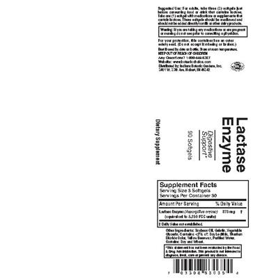 Photo of the Indiana Botanic Gardens Lactase Enzyme label