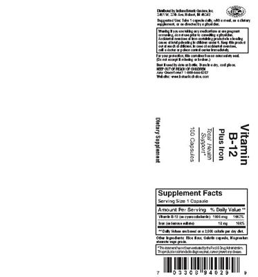 Photo of the Indiana Botanic Gardens Vitamin B-12 Plus Iron label