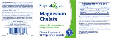 Photo of the PhysioLogics Magnesium Chelate label