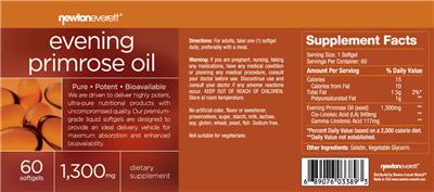 Photo of the NewtonEverett Evening Primrose Oil 1,300 mg label