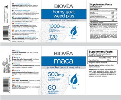 Photo of the BIOVEA Maca 500 mg label