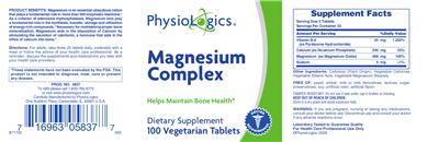 Photo of the PhysioLogics Magnesium Complex label