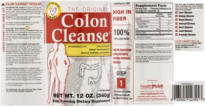 Photo of the Health Plus The Original Colon Cleanse label