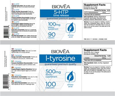 Photo of the BIOVEA 5-HTP Time Release 100 mg label