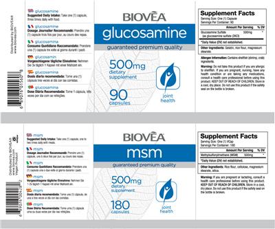 Photo of the BIOVEA MSM 500 mg label