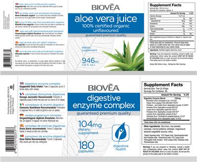 Photo of the BIOVEA Digestive Enzyme Complex 104 mg label