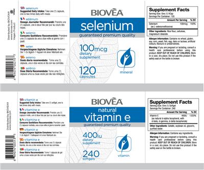 Photo of the BIOVEA Selenium 100 mcg label