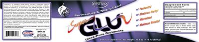 Photo of the Syntrax SuperGlu label