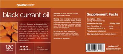 Photo of the NewtonEverett Black Currant Oil label