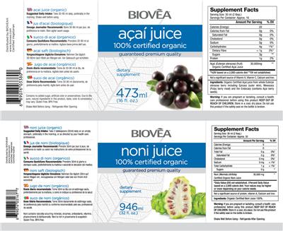 Photo of the BIOVEA Noni Juice label