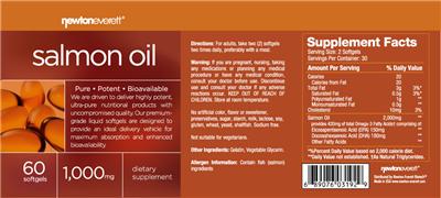Photo of the Newton-Everett Biotech Salmon Oil label