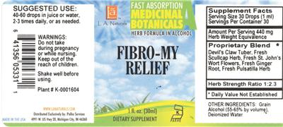 Photo of the L.A. Naturals Fibro-My Relief label