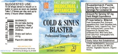 Photo of the L.A. Naturals Cold & Sinus Blaster label