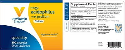 Photo of the The Vitamin Shoppe Mega Acidophilus With Psyllium label