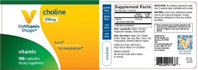 Photo of the The Vitamin Shoppe Choline 310 mg label