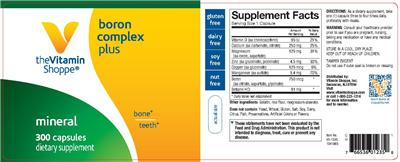 Photo of the The Vitamin Shoppe Boron Complex Plus label