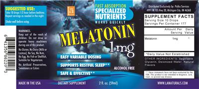 Photo of the L.A. Naturals Melatonin 1 mg label