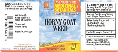 Photo of the L.A. Naturals Horny Goat Weed label