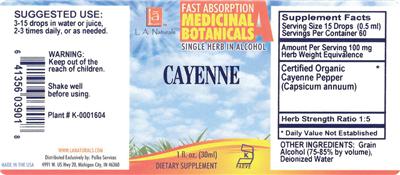 Photo of the L.A. Naturals Cayenne label