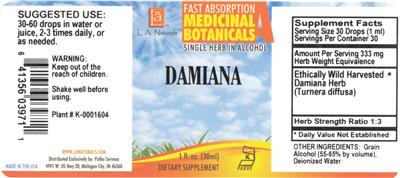 Photo of the L.A. Naturals Damiana label