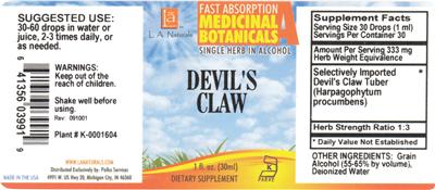 Photo of the L.A. Naturals Devil's Claw label