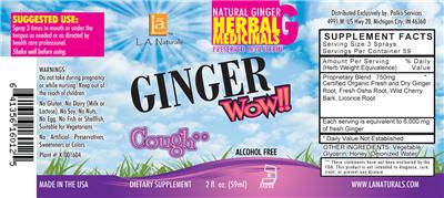 Photo of the L.A. Naturals Ginger Wow!! Cough label
