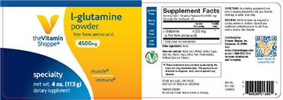 Photo of the The Vitamin Shoppe L-Glutamine Powder 4500 mg label