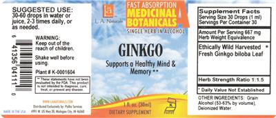 Photo of the L.A. Naturals Ginkgo label
