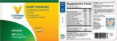Photo of the The Vitamin Shoppe Multi Minerals with Boron & Vitamin D no Iron label