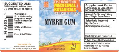 Photo of the L.A. Naturals Myrrh Gum label