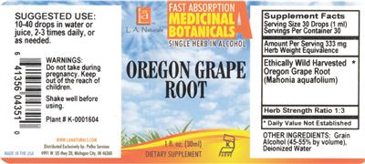Photo of the L.A. Naturals Oregon Grape Root label