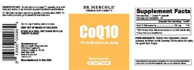Photo of the Dr. Mercola CoQ10 label