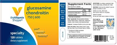 Photo of the The Vitamin Shoppe Glucosamine Chondroitin label