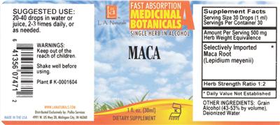 Photo of the L.A. Naturals Maca label