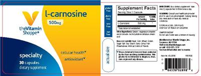 Photo of the The Vitamin Shoppe L-Carnosine 500 mg label