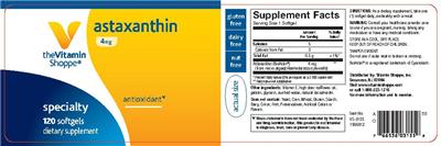 Photo of the The Vitamin Shoppe Astaxanthin 4 mg label