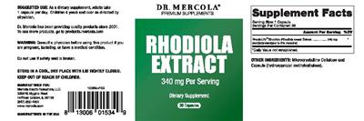 Photo of the Dr. Mercola Rhodiola Extract label