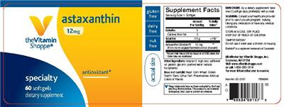 Photo of the The Vitamin Shoppe Astaxanthin 12 mg label