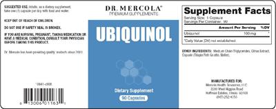 Photo of the Dr. Mercola Premium Supplements Ubiquinol label