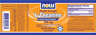 Photo of the NOW Double Strength L-Theanine 200 mg label