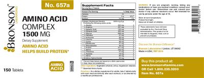 Photo of the Bronson Laboratories Amino Acid Complex 1500 mg label
