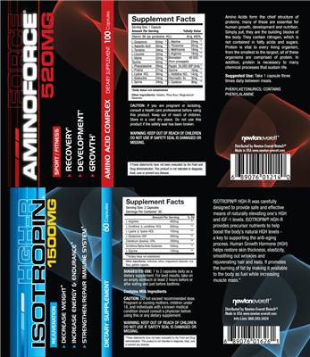 Photo of the NewtonEverett Aminoforce 520 mg label